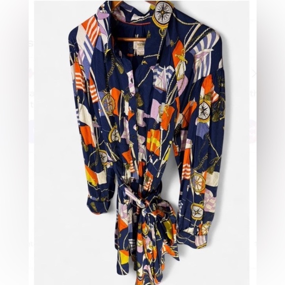 Maeve By Anthropologie Nautical Shirt Dress Mini  Womens XL
Navy gold Belt tie - Picture 5 of 15